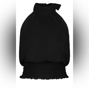 Panhandle Slim blouse Black Halter Top Sleeveless Bow Top Size Medium